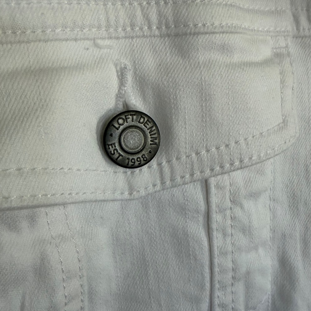 LOFT Denim Jacket White Button Front Trucker Women XL - Picture 15 of 15